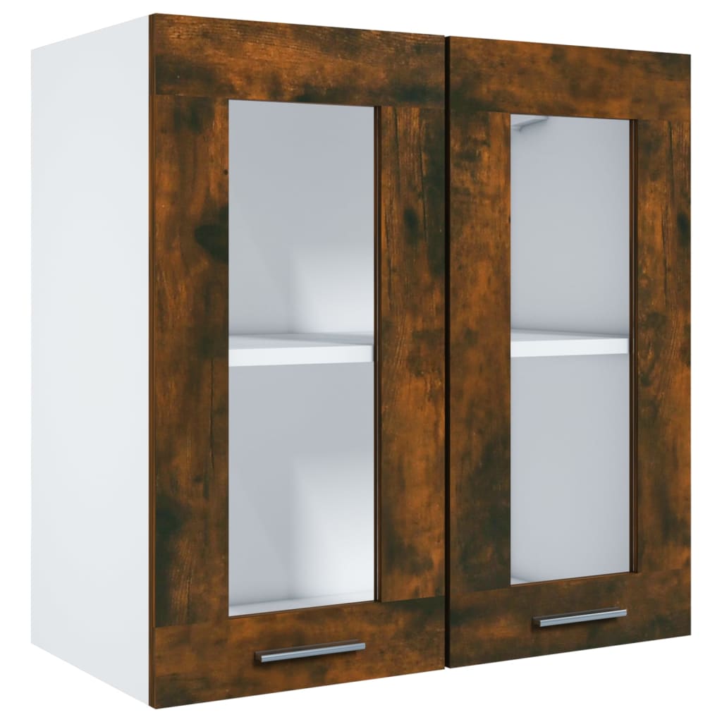 Hanging Glass Cabinet Lyon Smoked Oak 60x31x60 cm Engineered Wood