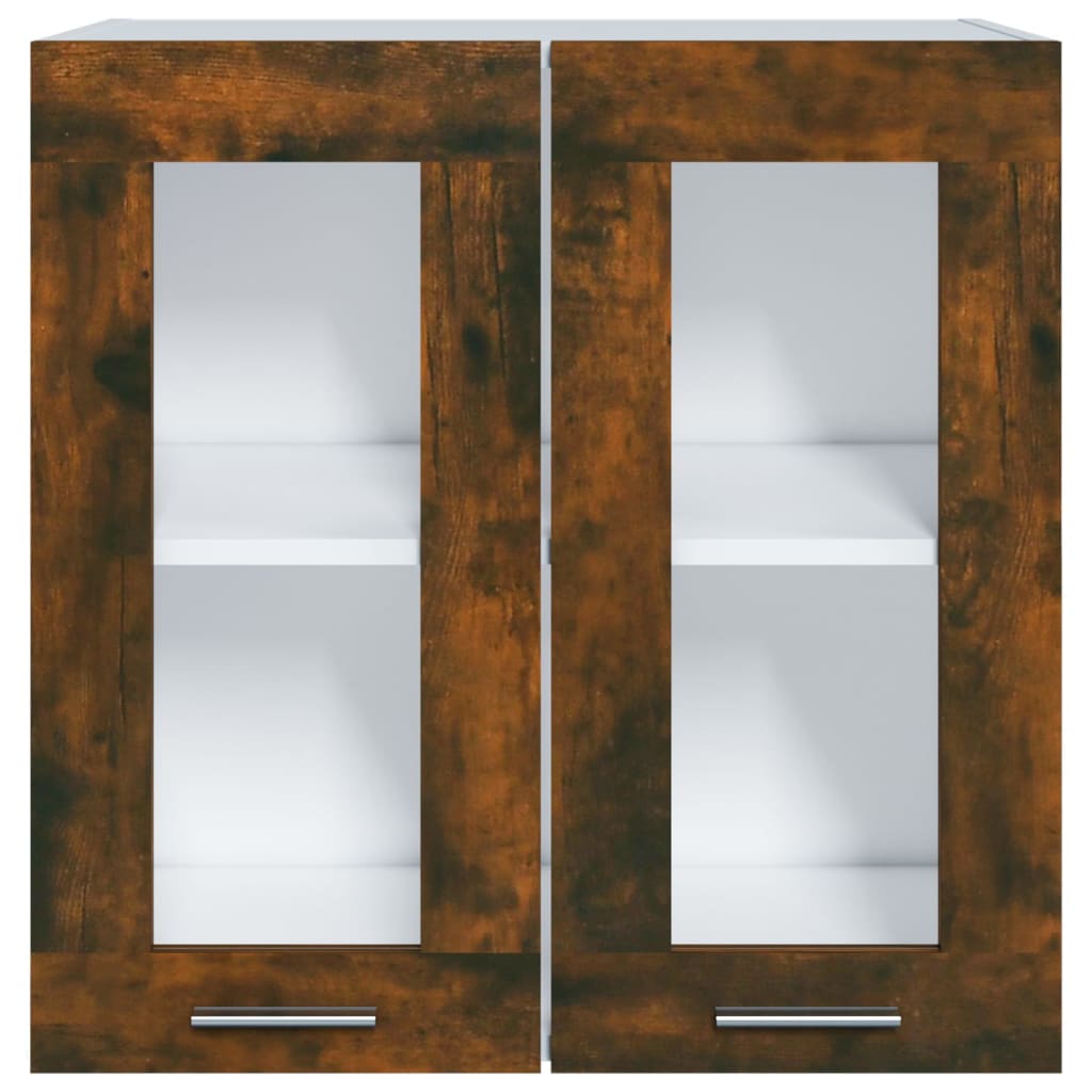 Hanging Glass Cabinet Lyon Smoked Oak 60x31x60 cm Engineered Wood
