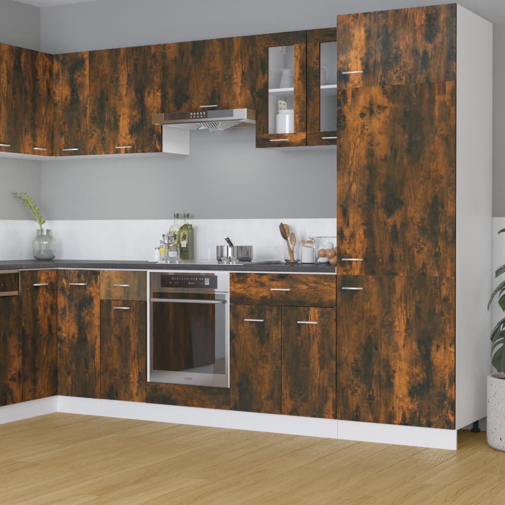 Hanging Glass Cabinet Lyon Smoked Oak 60x31x60 cm Engineered Wood