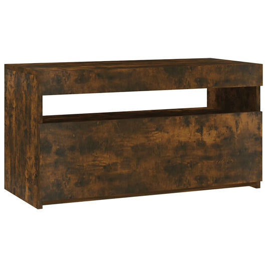 815123 vidaXL TV Cabinet with LED Lights Smoked Oak 75x35x40 cm