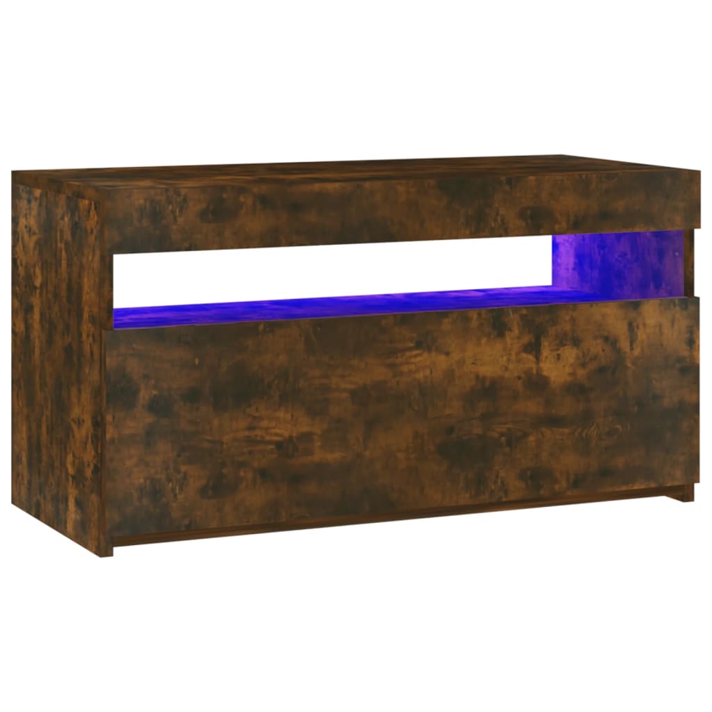 vidaXL TV Cabinet with LED Lights Smoked Oak 75x35x40 cm