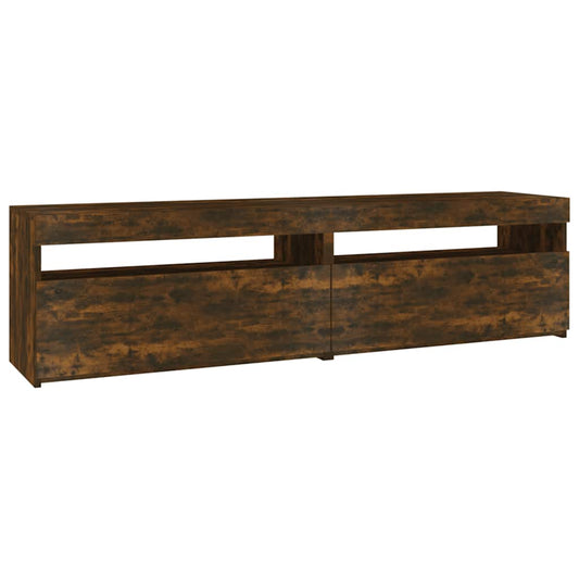 815124 vidaXL TV Cabinet with LED Lights 2 pcs Smoked Oak 75x35x40 cm