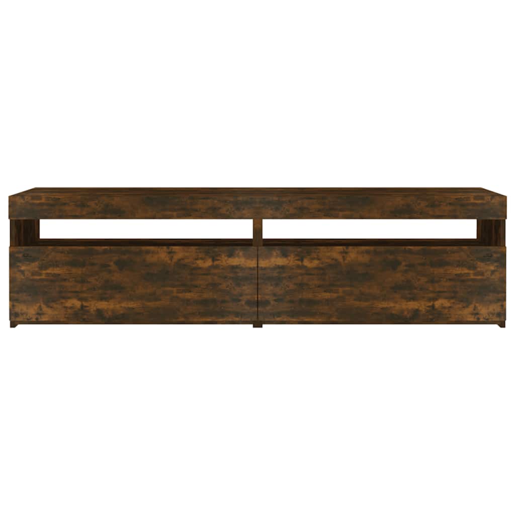815124 vidaXL TV Cabinet with LED Lights 2 pcs Smoked Oak 75x35x40 cm