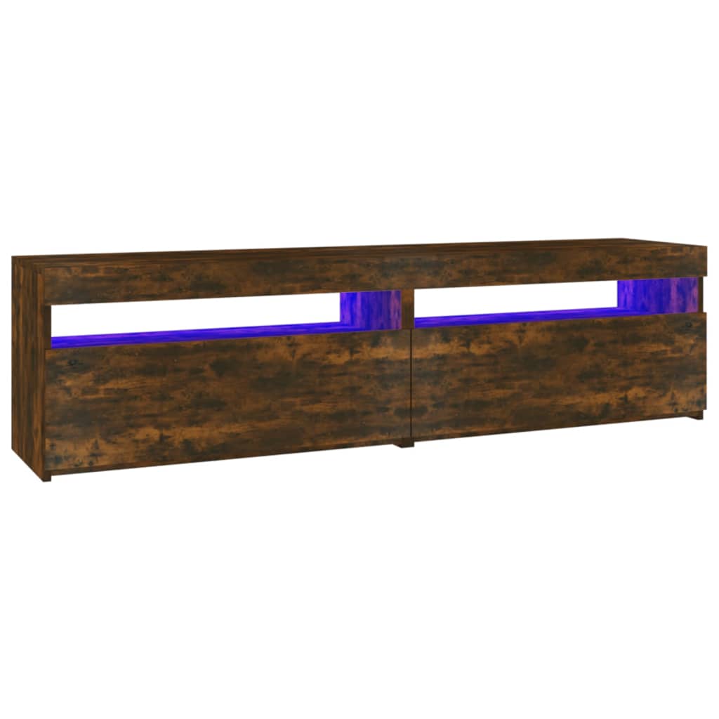 vidaXL TV Cabinet with LED Lights 2 pcs Smoked Oak 75x35x40 cm