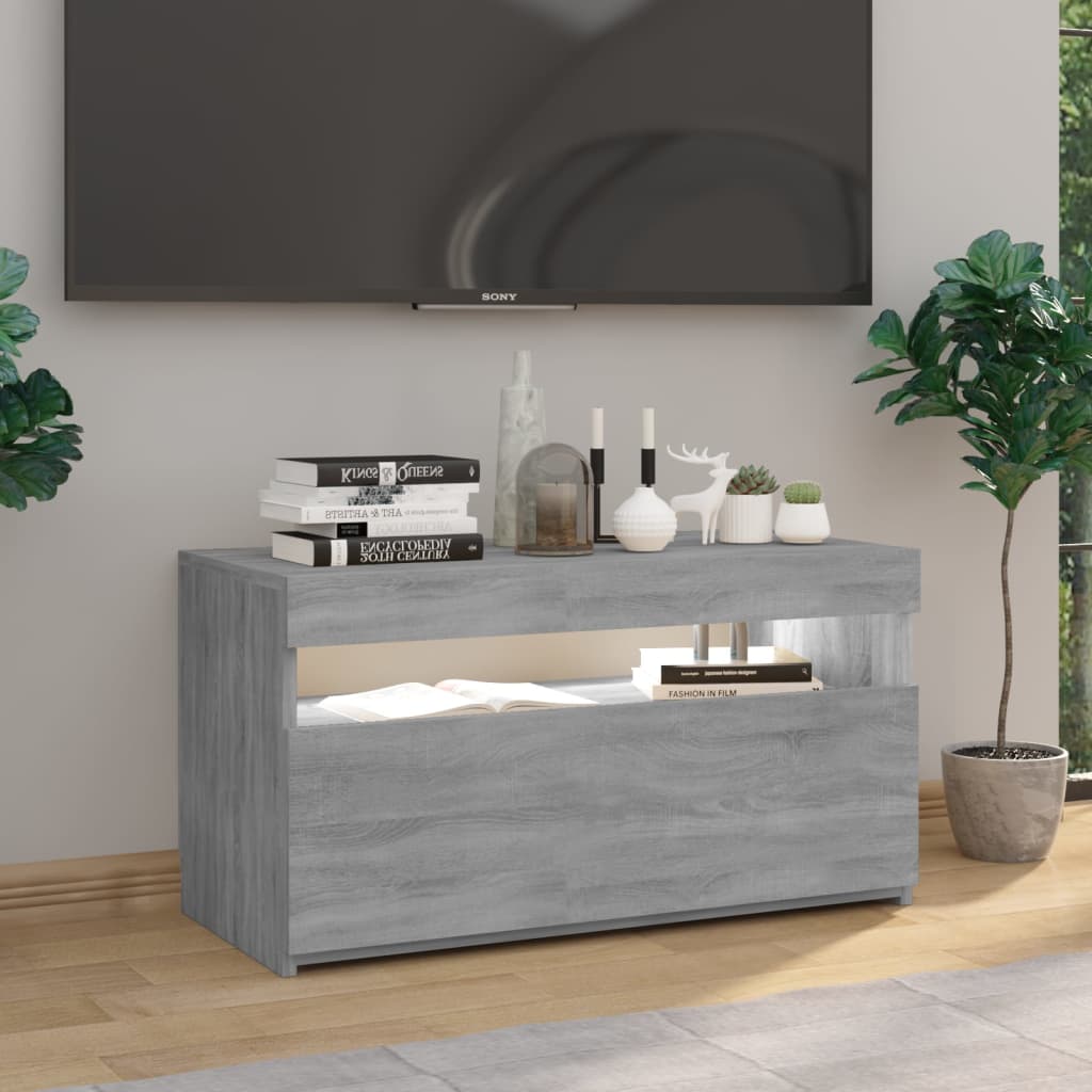 vidaXL TV Cabinet with LED Lights Grey Sonoma 75x35x40 cm