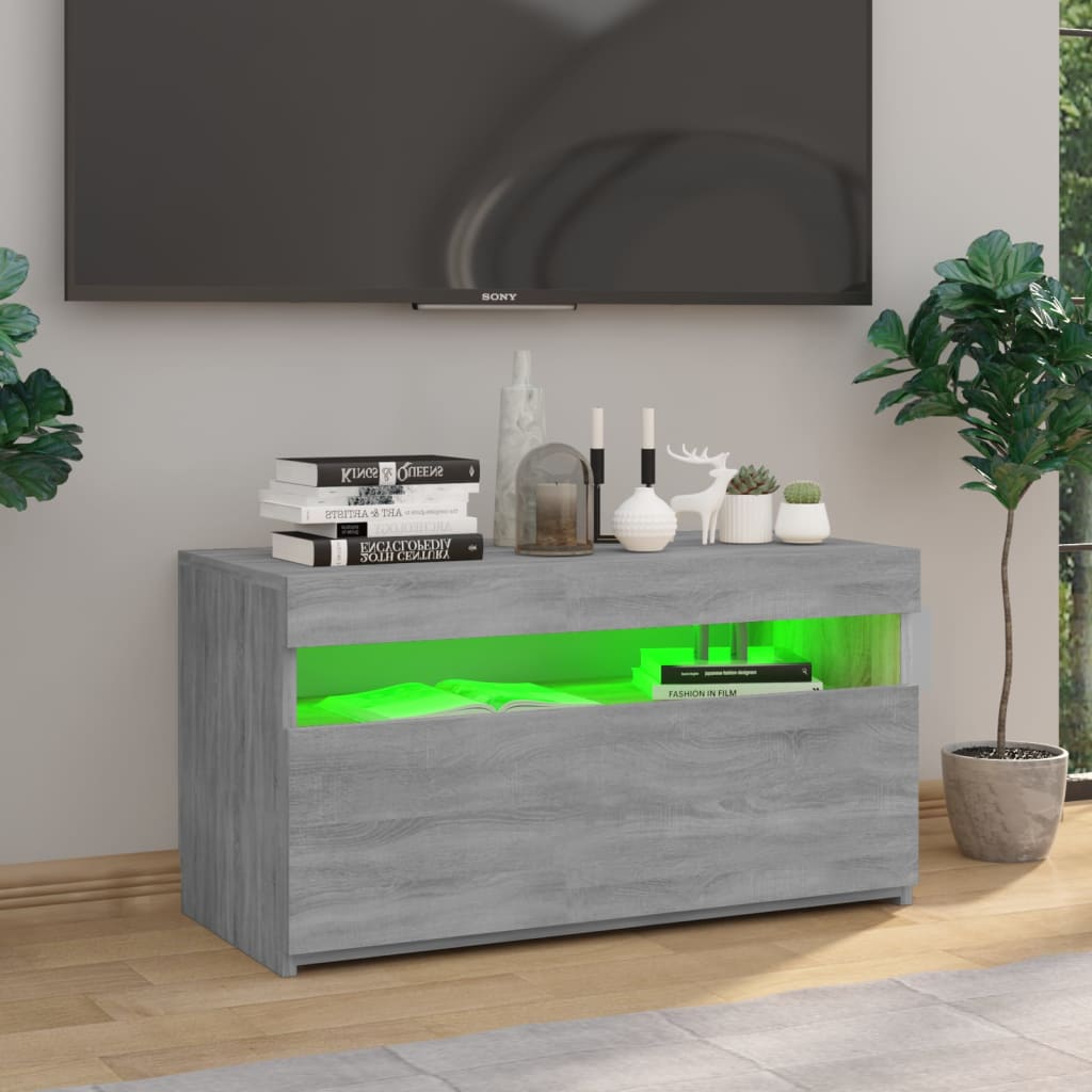 vidaXL TV Cabinet with LED Lights Grey Sonoma 75x35x40 cm