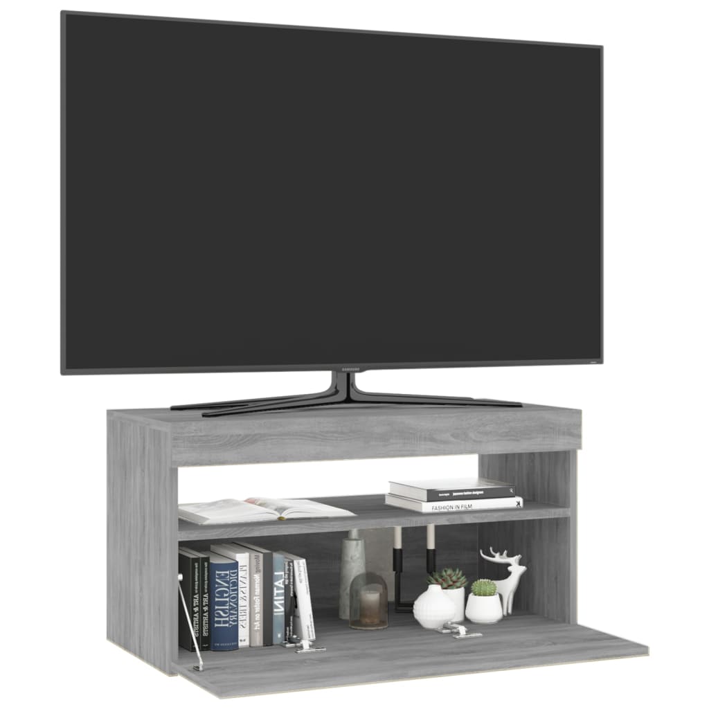 vidaXL TV Cabinet with LED Lights Grey Sonoma 75x35x40 cm