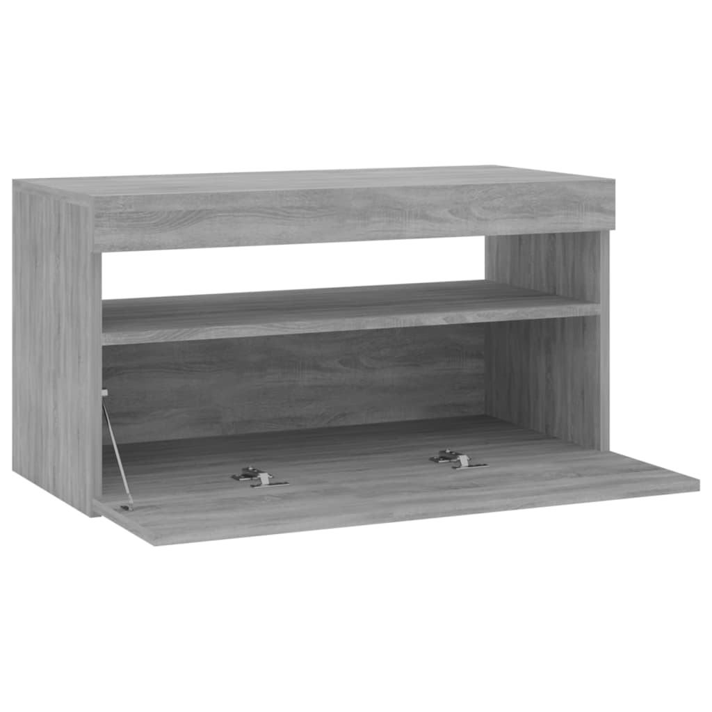 vidaXL TV Cabinet with LED Lights Grey Sonoma 75x35x40 cm