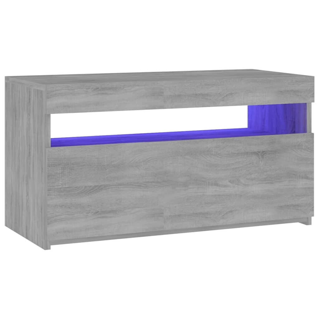 815125 vidaXL TV Cabinet with LED Lights Grey Sonoma 75x35x40 cm