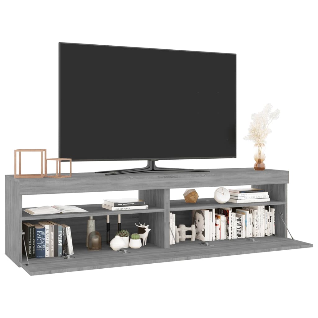 vidaXL TV Cabinet with LED Lights 2 pcs Grey Sonoma 75x35x40 cm