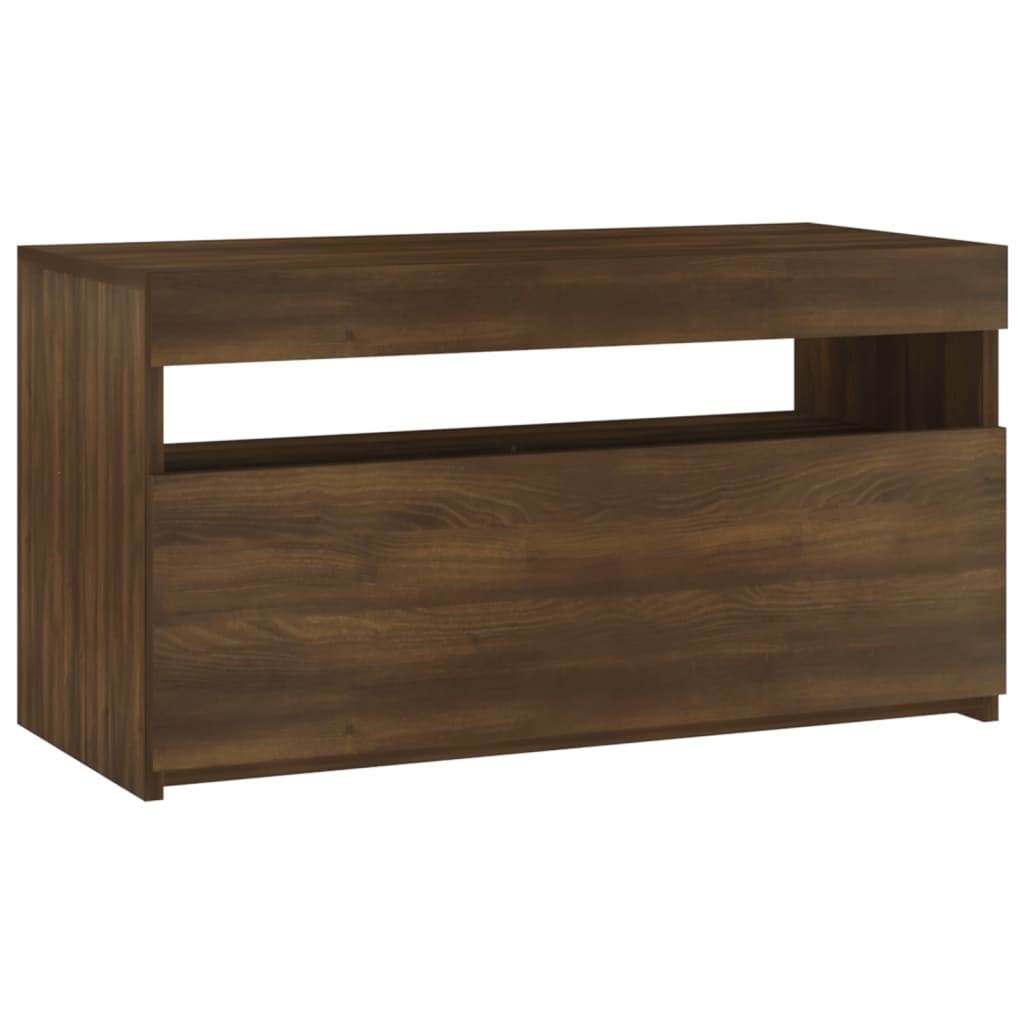 vidaXL TV Cabinet with LED Lights Brown Oak 75x35x40 cm