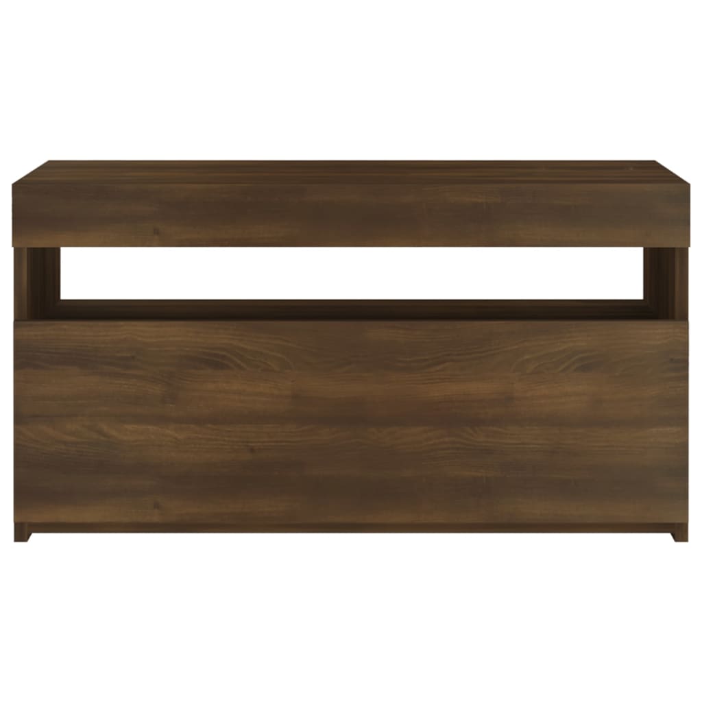 vidaXL TV Cabinet with LED Lights Brown Oak 75x35x40 cm