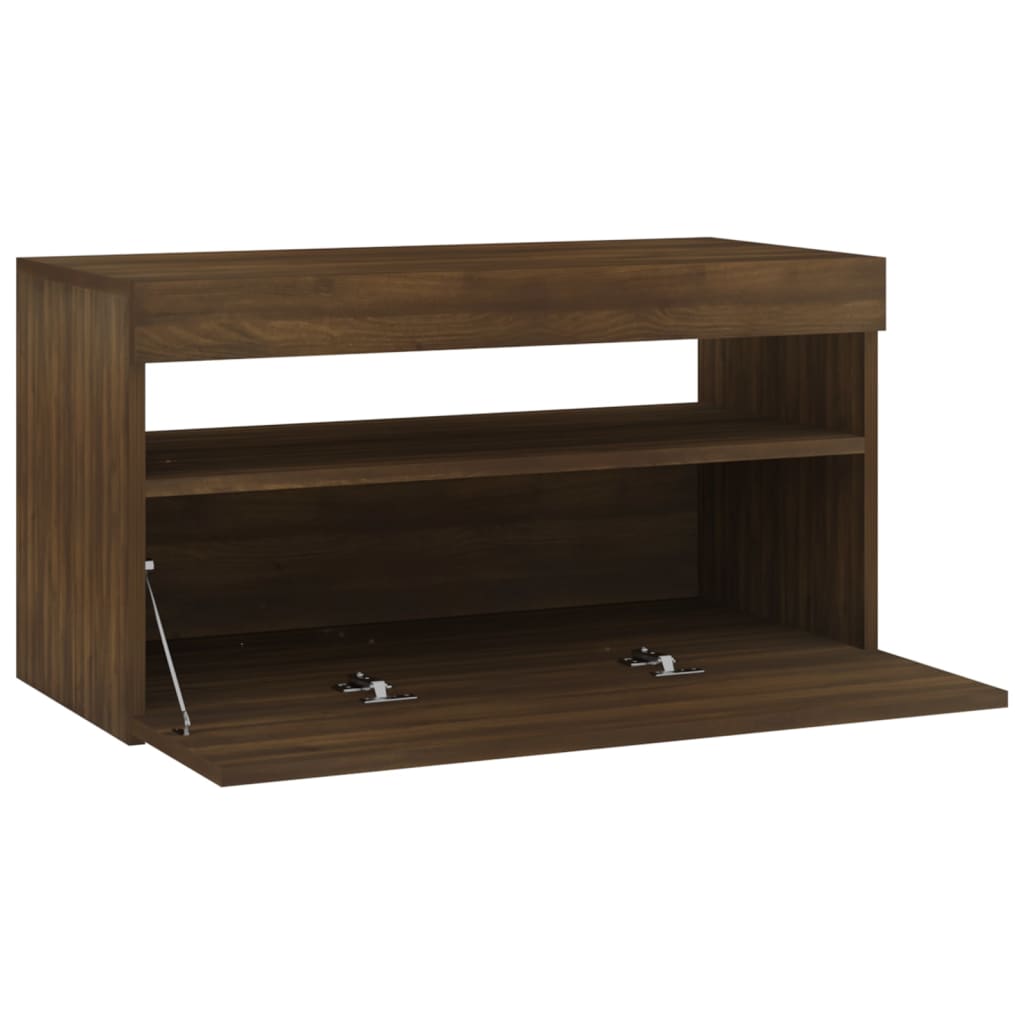 vidaXL TV Cabinet with LED Lights Brown Oak 75x35x40 cm