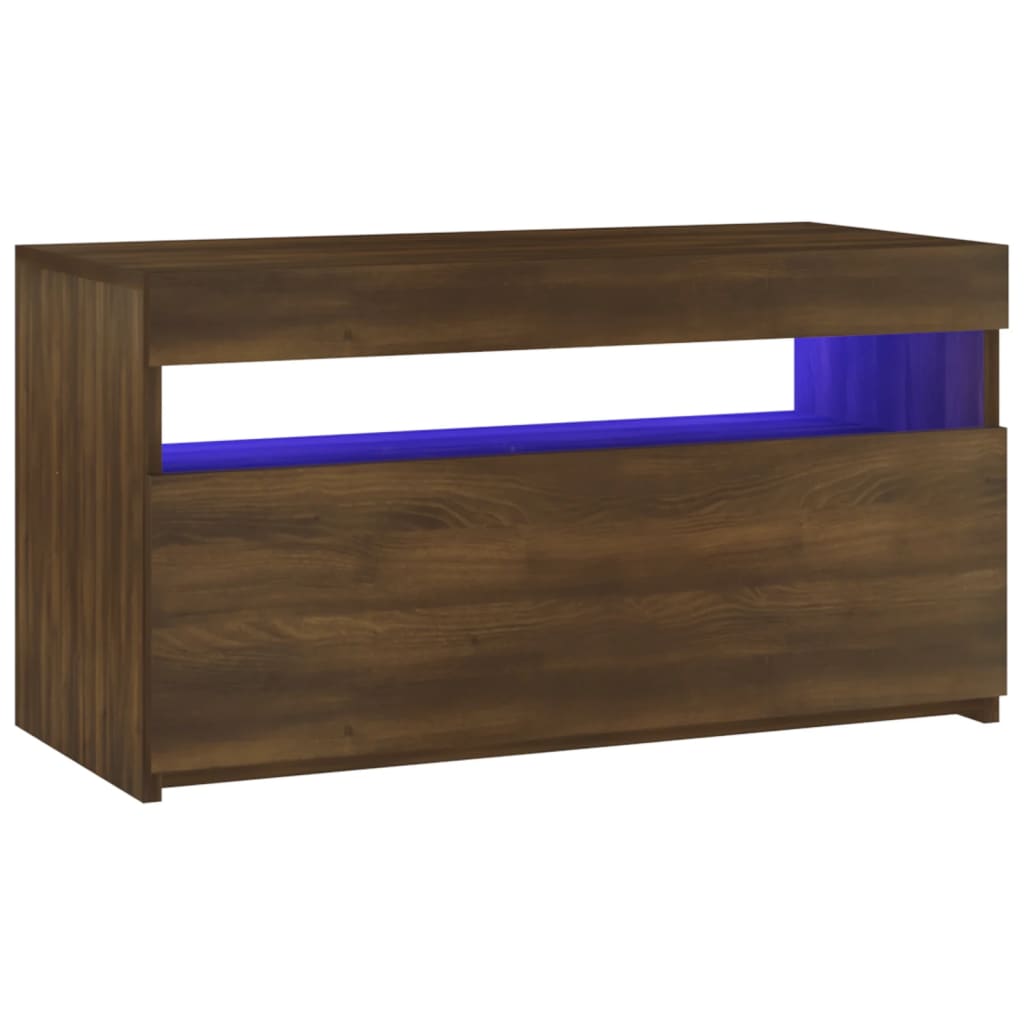 vidaXL TV Cabinet with LED Lights Brown Oak 75x35x40 cm