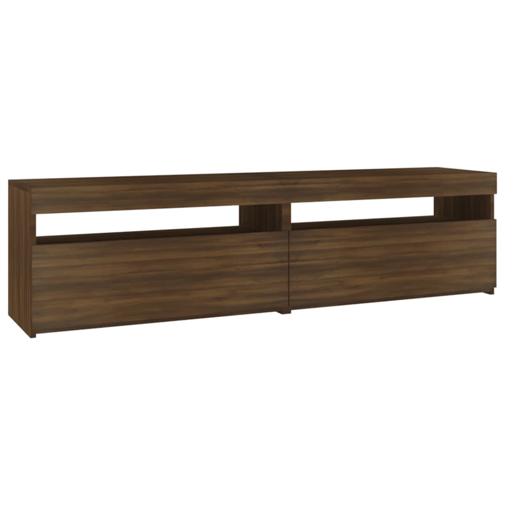 vidaXL TV Cabinet with LED Lights 2 pcs Brown Oak 75x35x40 cm