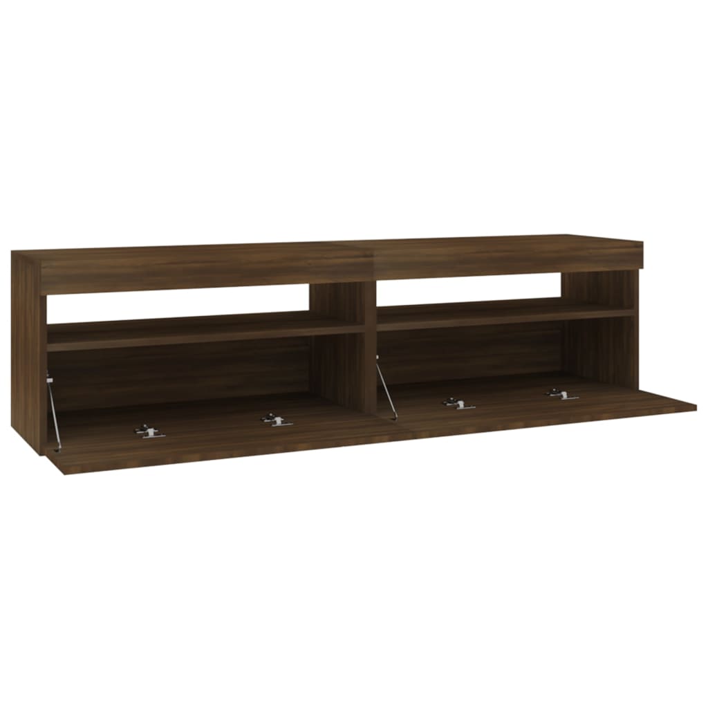 vidaXL TV Cabinet with LED Lights 2 pcs Brown Oak 75x35x40 cm