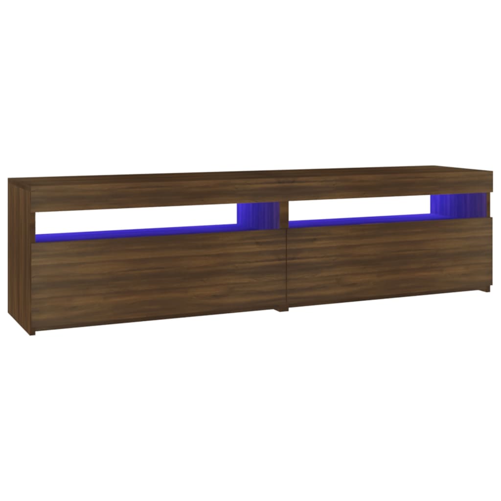 vidaXL TV Cabinet with LED Lights 2 pcs Brown Oak 75x35x40 cm