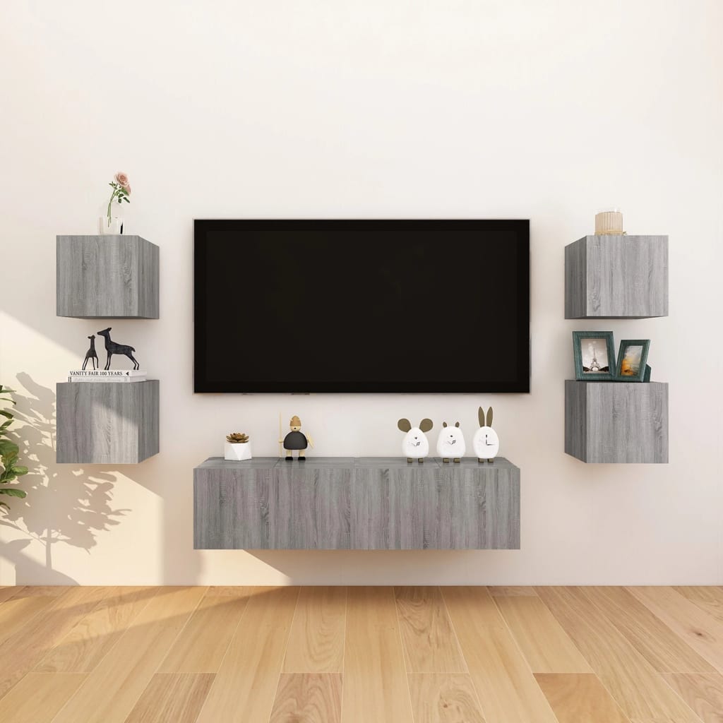 vidaXL Wall Mounted TV Cabinet 2 pcs Grey Sonoma 30.5x30x30 cm