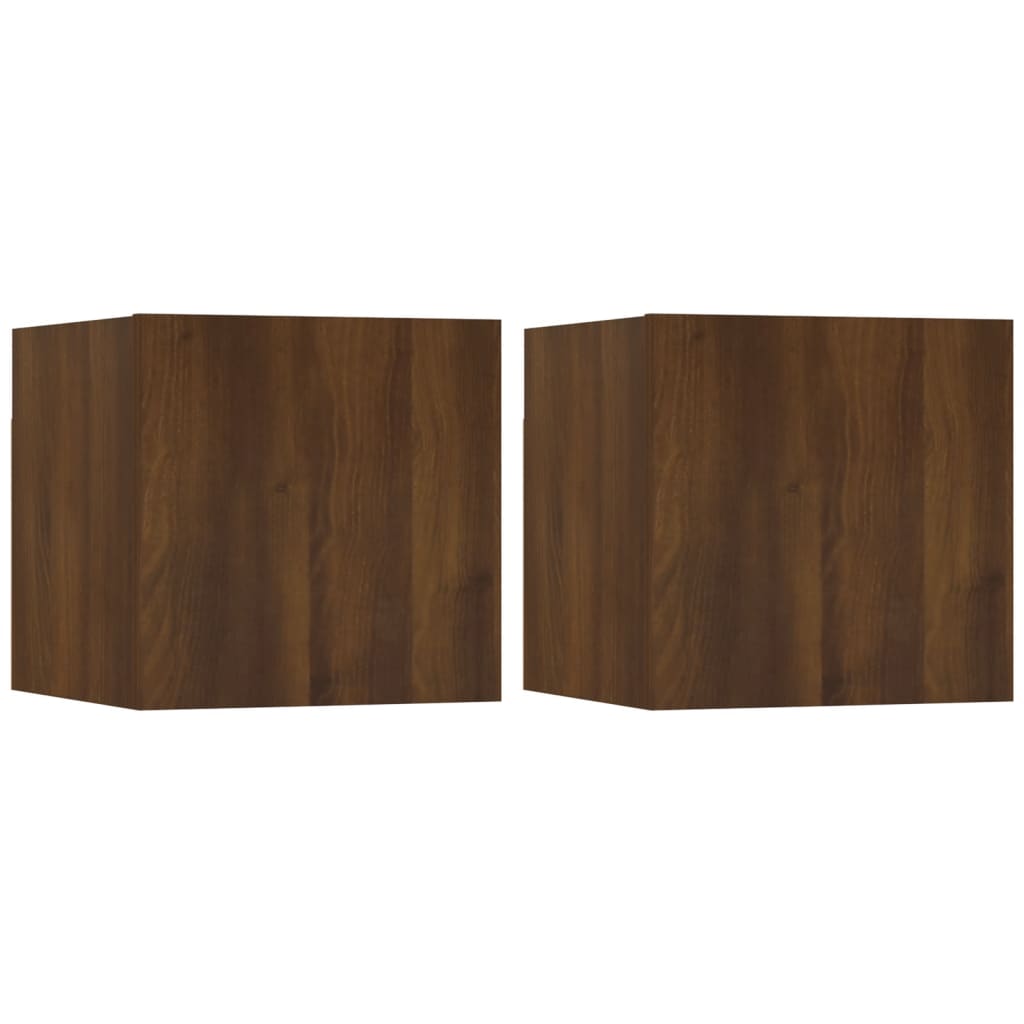 vidaXL Wall Mounted TV Cabinet 2 pcs Brown Oak 30.5x30x30 cm