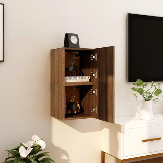 vidaXL Wall Mounted TV Cabinet 2 pcs Brown Oak 30.5x30x30 cm