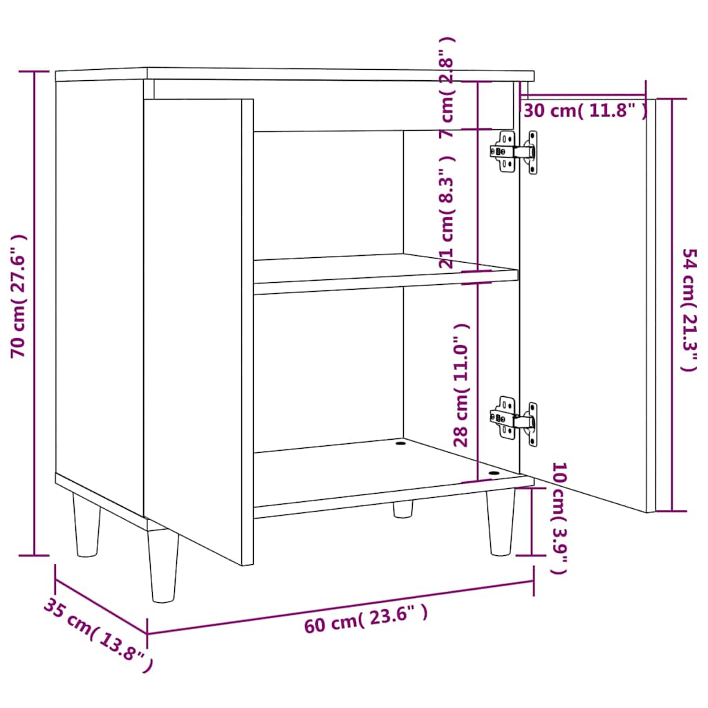 815156 vidaXL Sideboard Smoked Oak 60x35x70 cm Engineered Wood