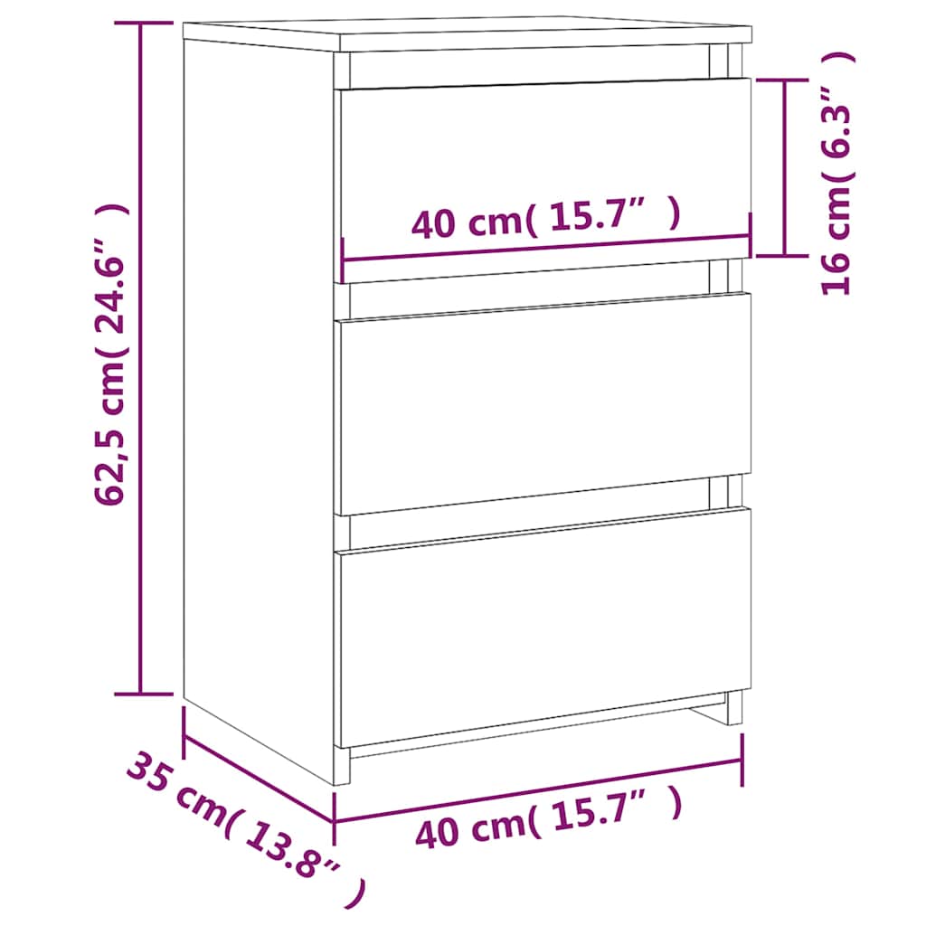 815171 vidaXL Bed Cabinet Smoked Oak 40x35x62,5 cm Engineered Wood