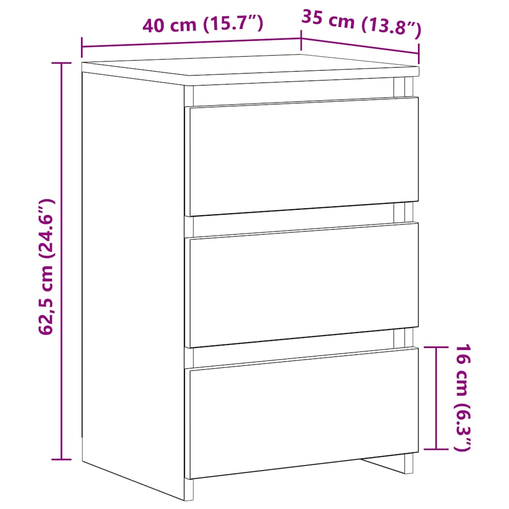 Bed Cabinets 2 pcs Smoked Oak 40x35x62,5 cm Engineered Wood