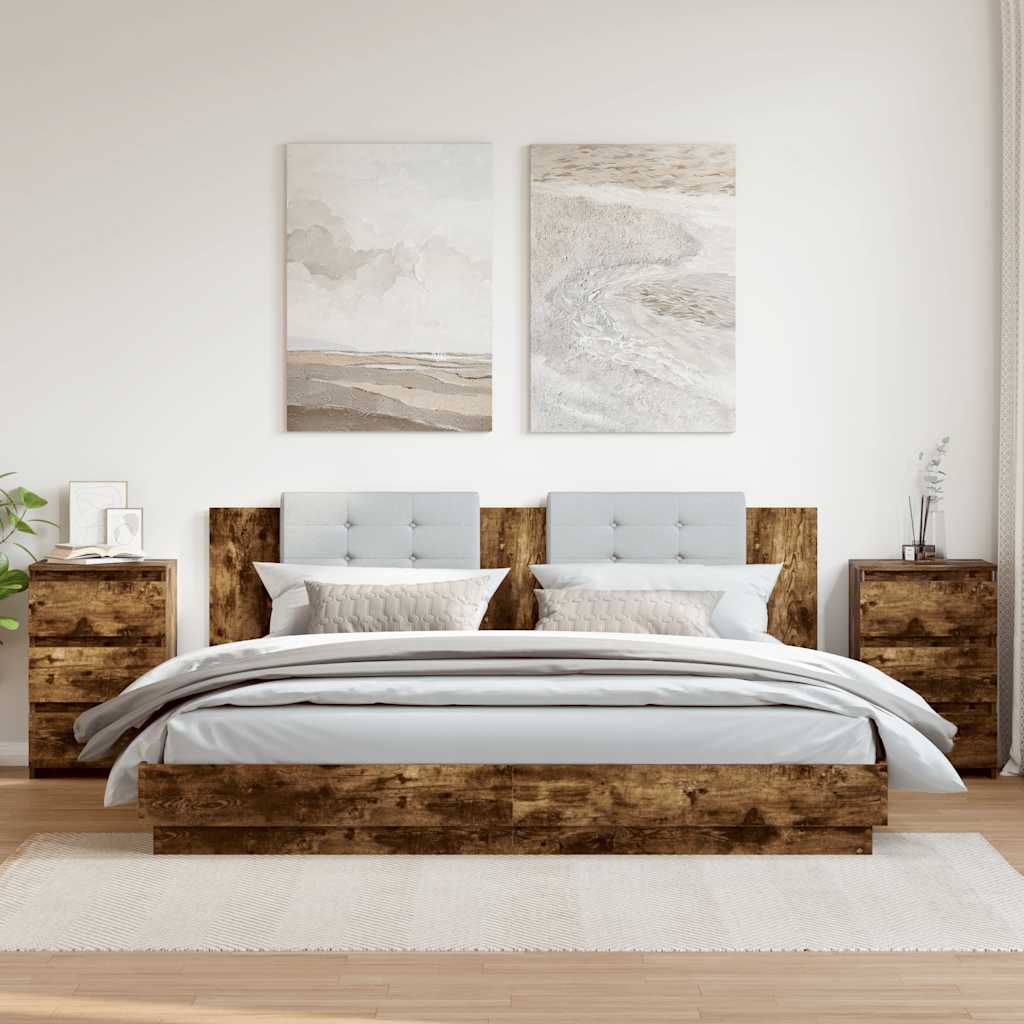 Bed Cabinets 2 pcs Smoked Oak 40x35x62,5 cm Engineered Wood
