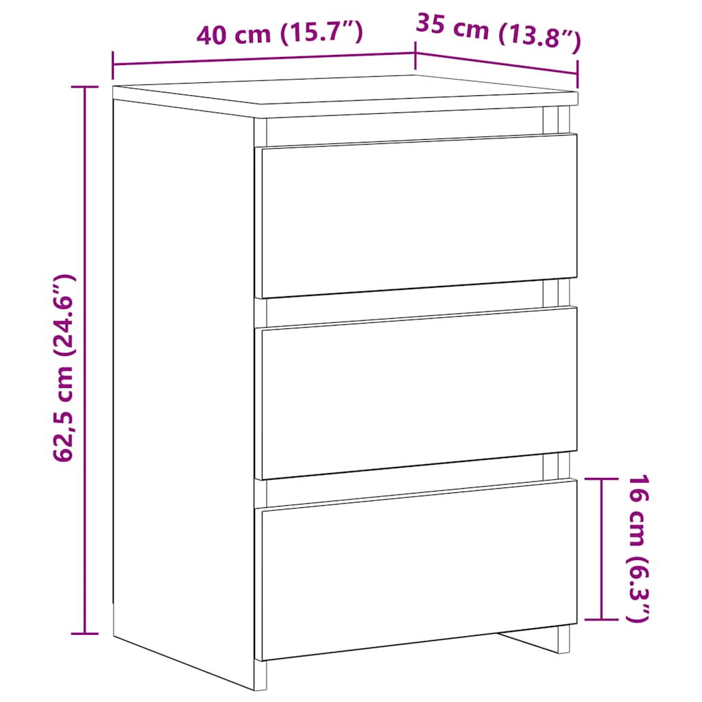 Bed Cabinets 2 pcs Grey Sonoma 40x35x62.5 cm Engineered Wood