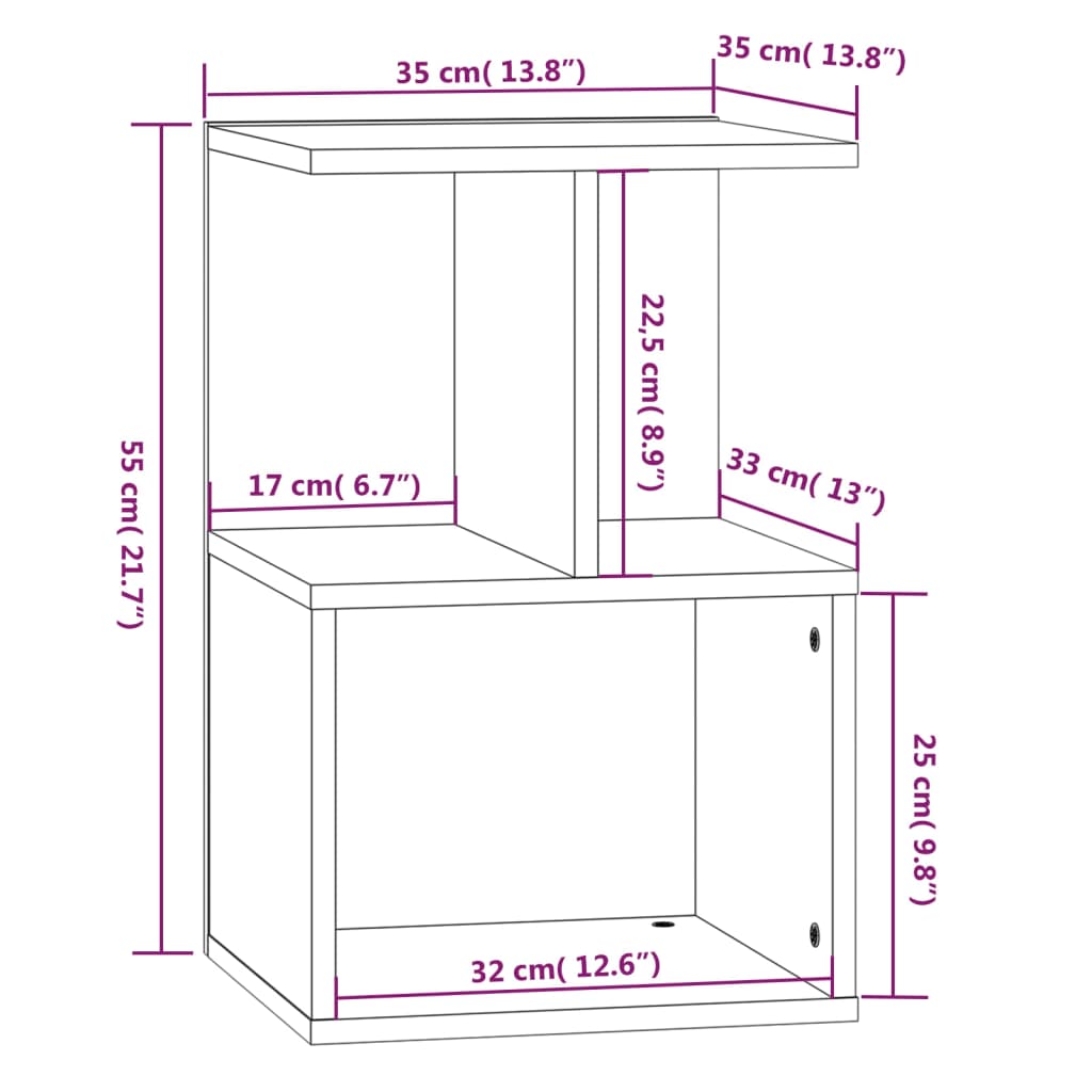 Bedside Cabinet Grey Sonoma 35x35x55 cm Engineered Wood
