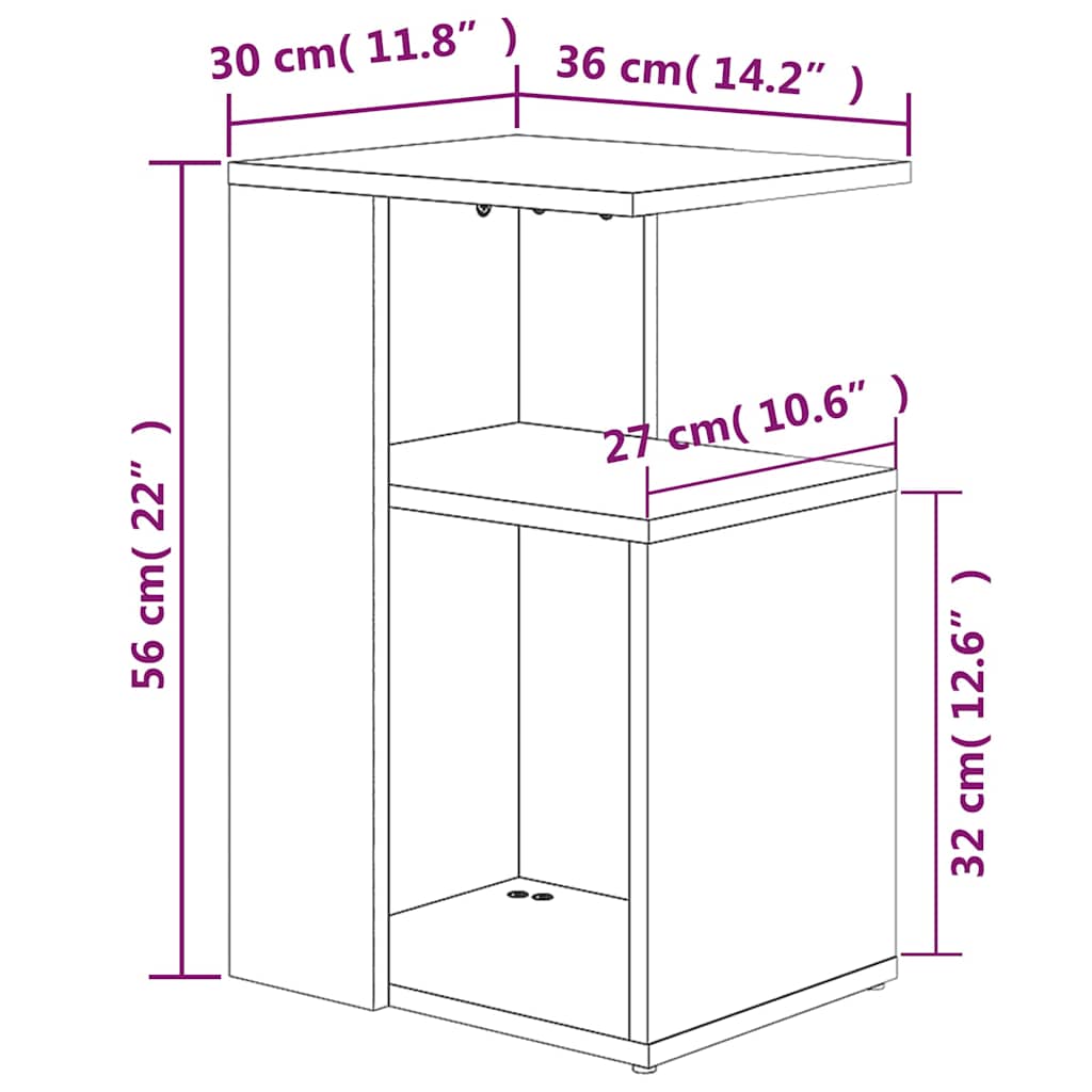 815190 vidaXL Side Table Grey Sonoma 36x30x56 cm Engineered Wood