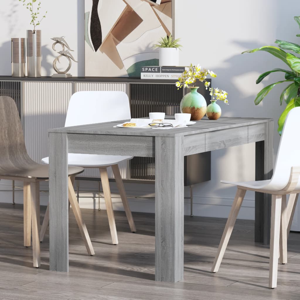 vidaXL Dining Table Grey Sonoma 140x74.5x76 cm Engineered Wood