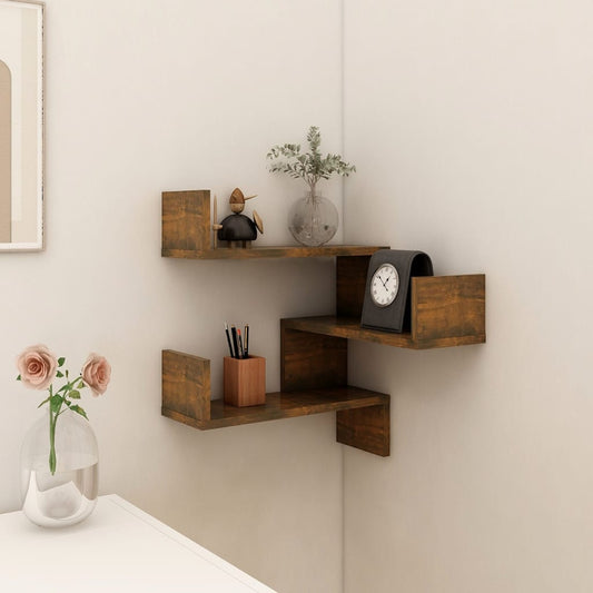 Wall corner shelves Wall-Mounted Smoked Oak 40 x 40 x 49.5 cm