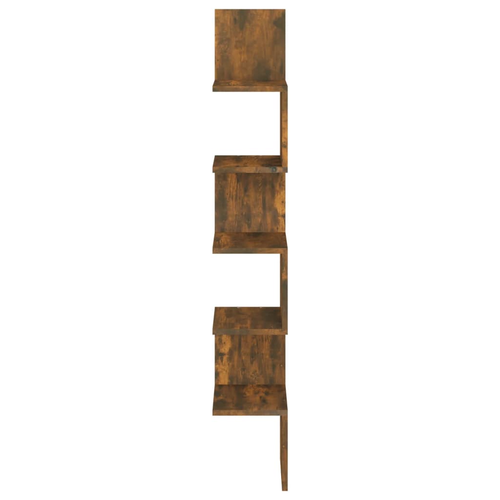 815210 vidaXL Wall Corner Shelf Smoked Oak 20x20x127,5 cm Engineered Wood