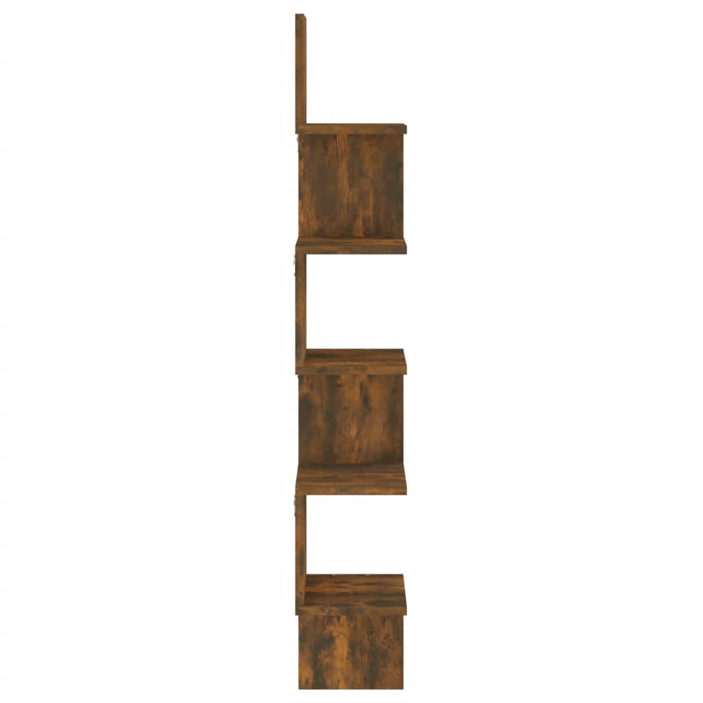 815210 vidaXL Wall Corner Shelf Smoked Oak 20x20x127,5 cm Engineered Wood