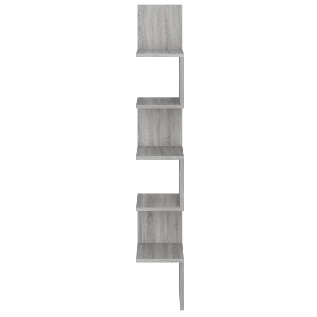 815211 vidaXL Wall Corner Shelf Grey Sonoma 20x20x127,5 cm Engineered Wood