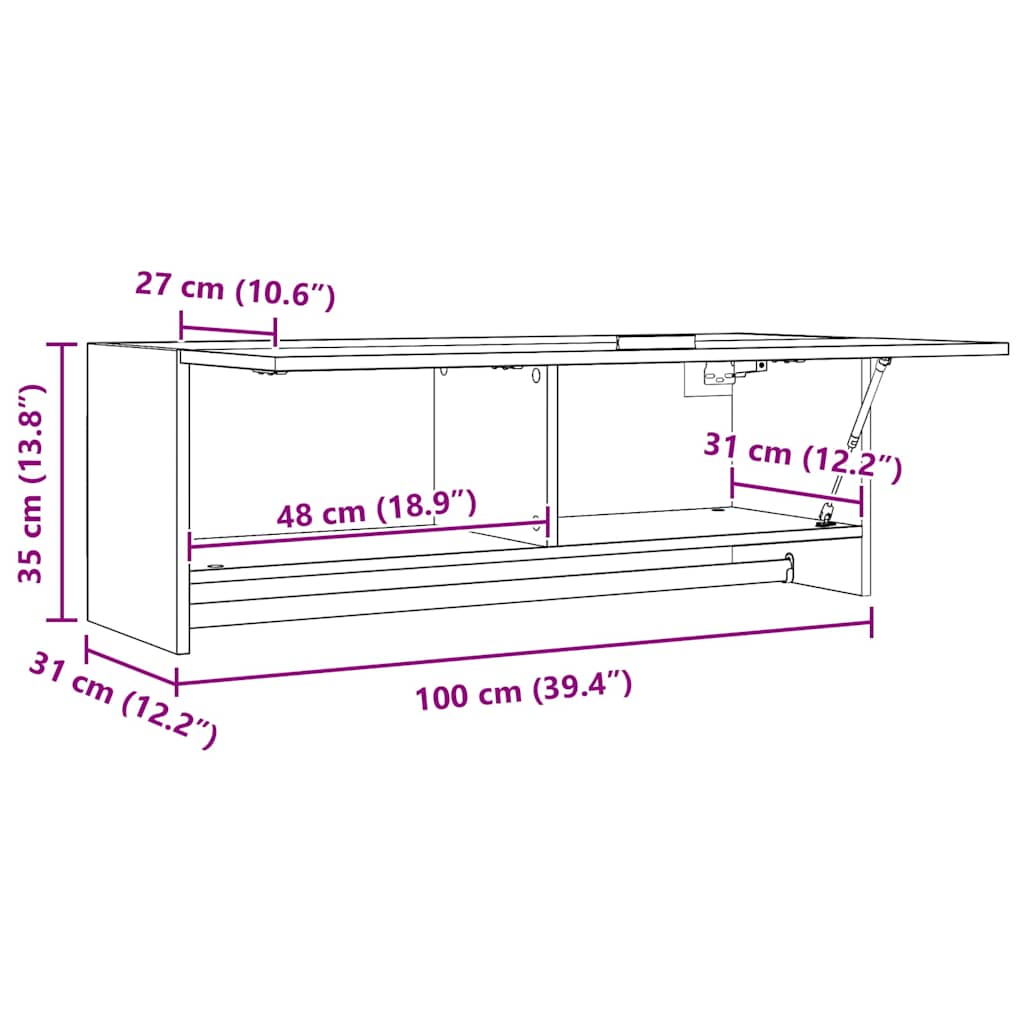 815215 vidaXL Wardrobe Brown Oak 100x32,5x35 cm Engineered Wood
