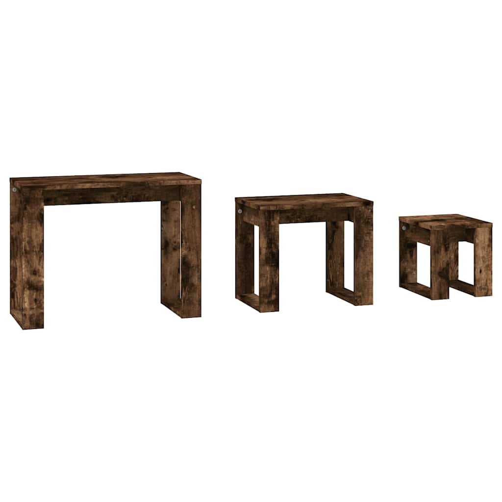 815222 vidaXL Nesting Tables 3 pcs Smoked Oak Engineered Wood