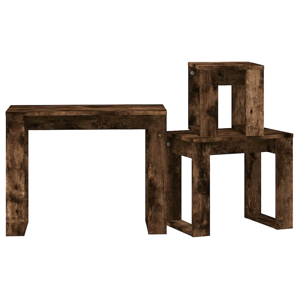 815222 vidaXL Nesting Tables 3 pcs Smoked Oak Engineered Wood