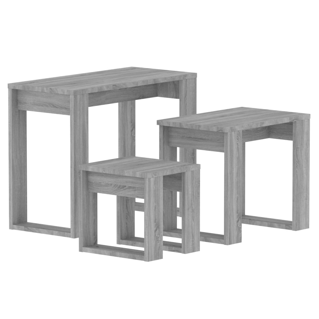 vidaXL Nesting Tables 3 pcs Grey Sonoma Engineered Wood