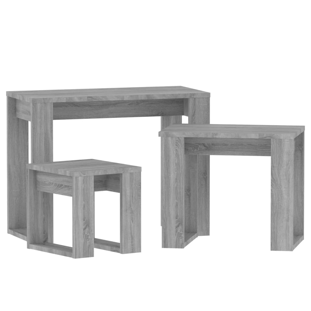 vidaXL Nesting Tables 3 pcs Grey Sonoma Engineered Wood