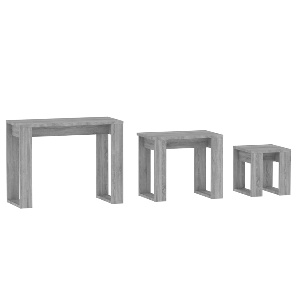 vidaXL Nesting Tables 3 pcs Grey Sonoma Engineered Wood