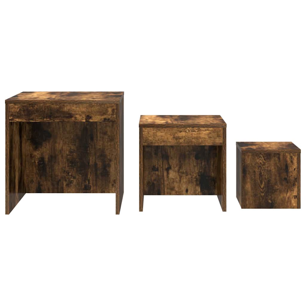 815225 vidaXL Nesting Tables 3 pcs Smoked Oak Engineered Wood