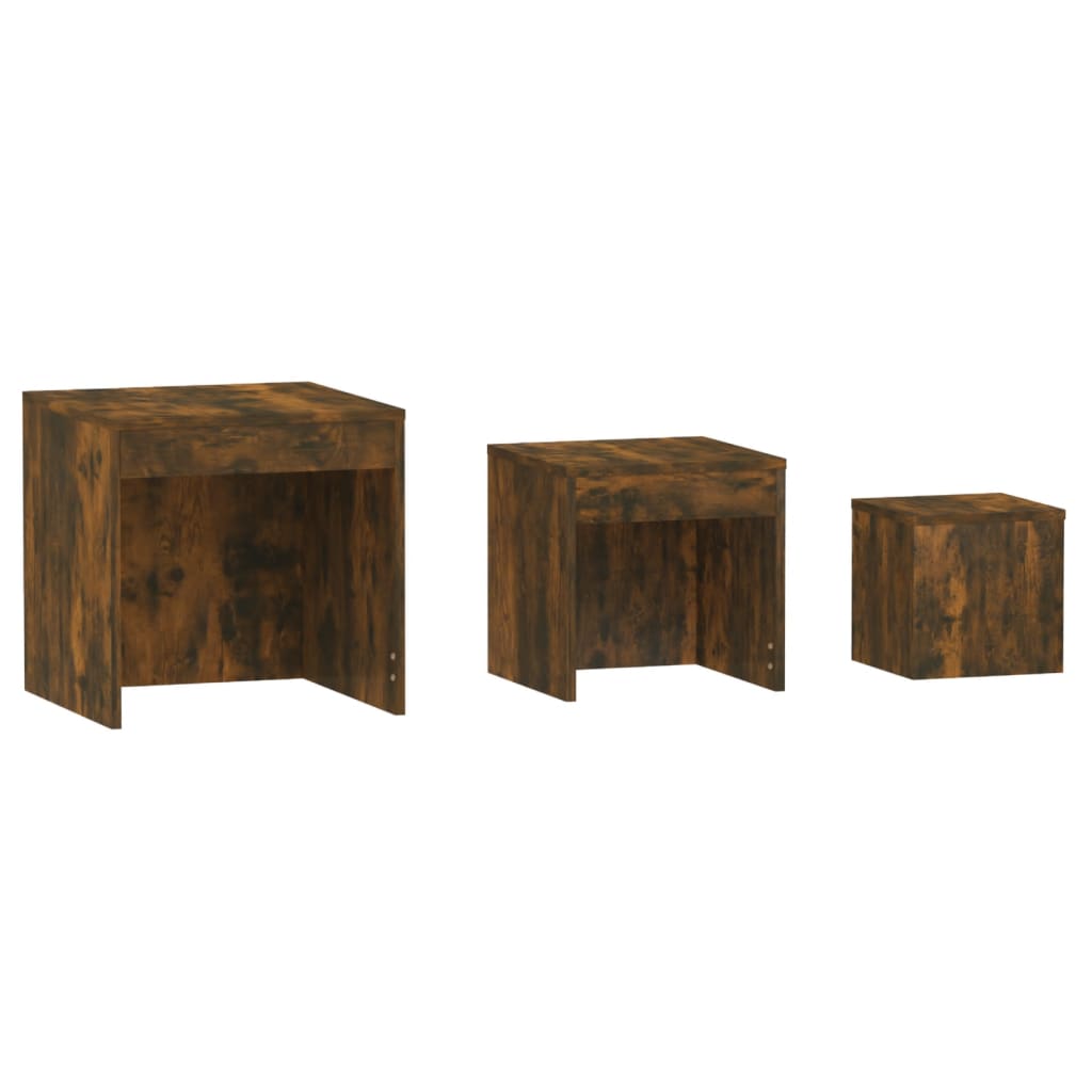 vidaXL Nesting Tables 3 pcs Smoked Oak Engineered Wood