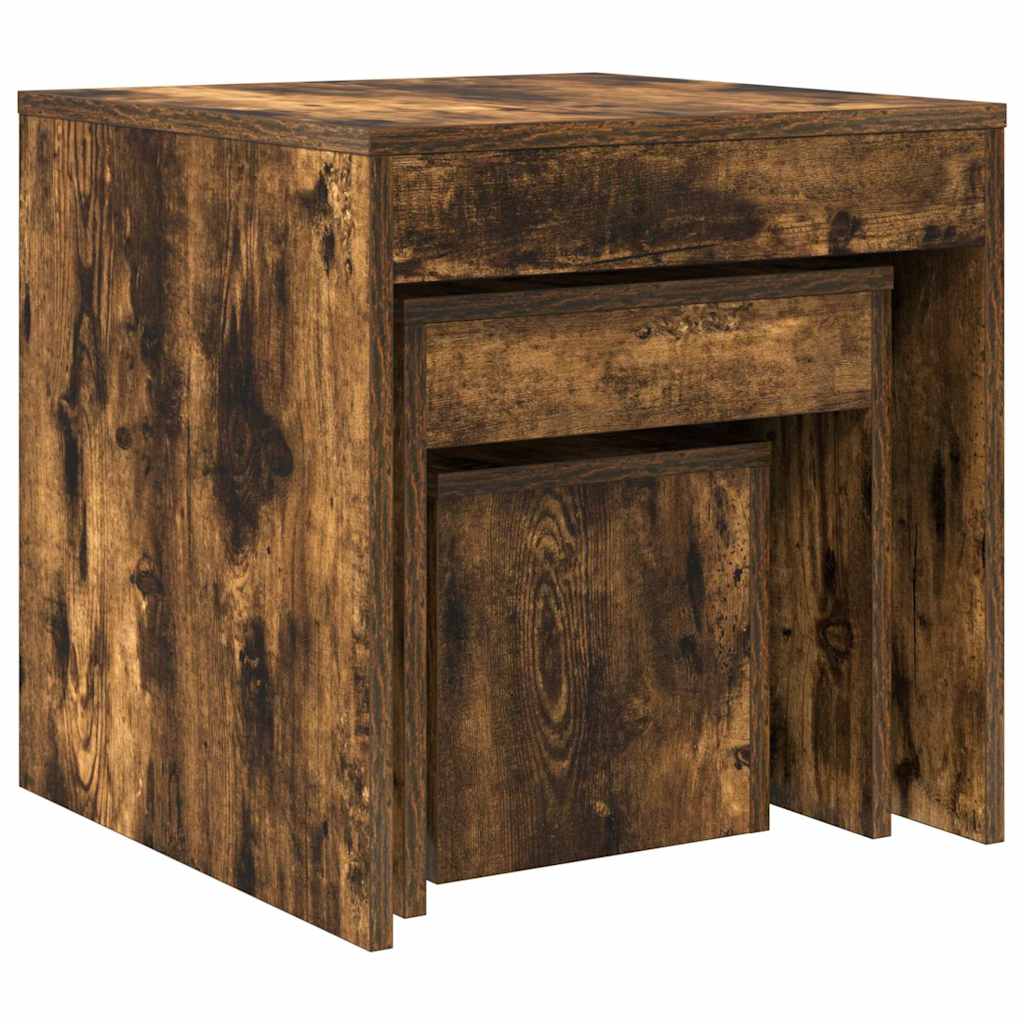 815225 vidaXL Nesting Tables 3 pcs Smoked Oak Engineered Wood