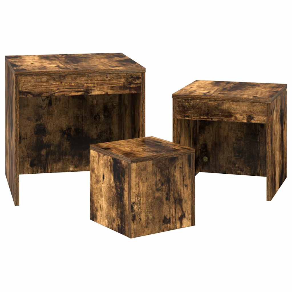815225 vidaXL Nesting Tables 3 pcs Smoked Oak Engineered Wood