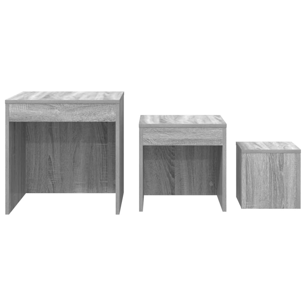 815226 vidaXL Nesting Tables 3 pcs Grey Sonoma Engineered Wood