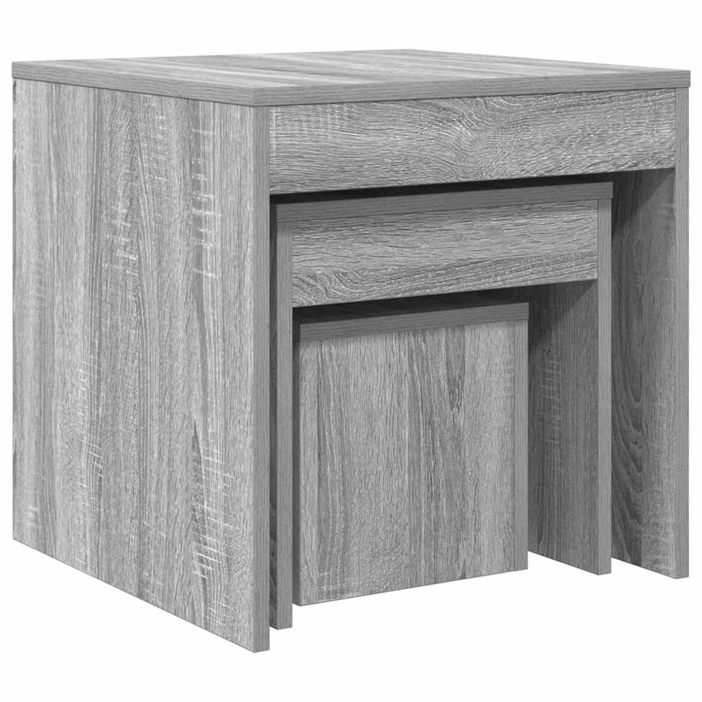 815226 vidaXL Nesting Tables 3 pcs Grey Sonoma Engineered Wood