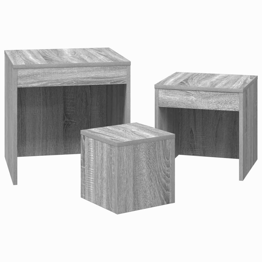 815226 vidaXL Nesting Tables 3 pcs Grey Sonoma Engineered Wood