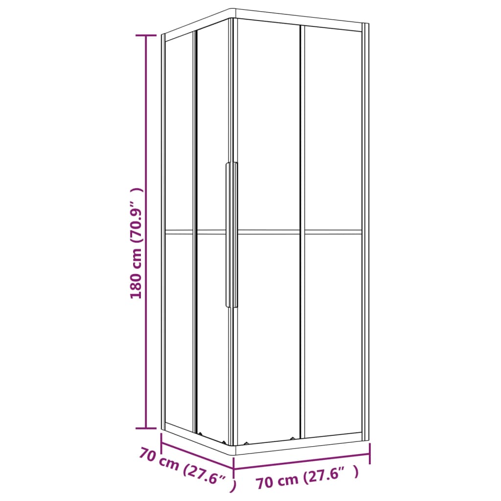 vidaXL Stripe Shower Cabin ESG 70x70x180 cm Black